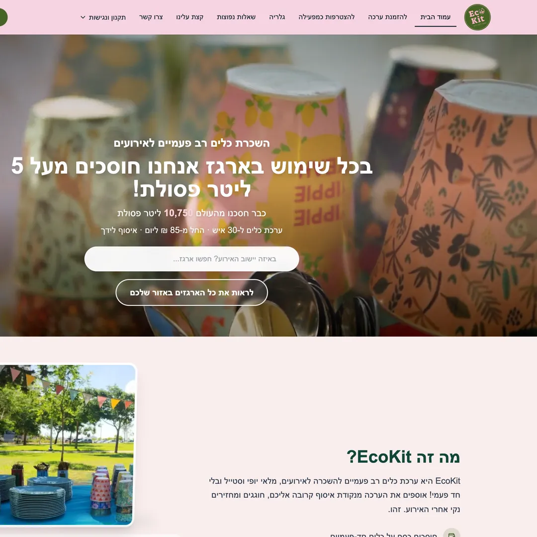 EcoKit - השכרת כלים לאירועים